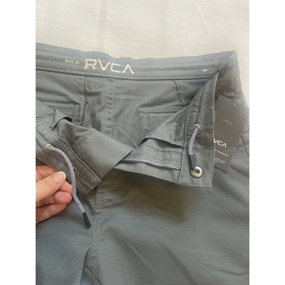 RVCA Hidden Drawstring 17” Cotton Polyester Blend Shorts In Dark Gray Sz 29 New
